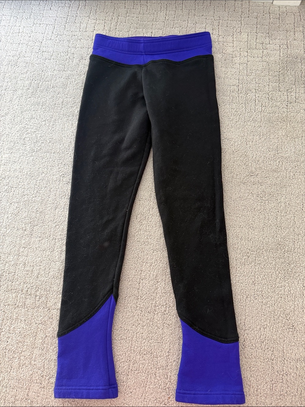 Mondor Figure Skating Black and Purple Girls Polartec Leggings